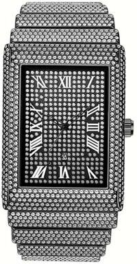 Youfap Market Hip Hop Diamond Golden Rectangular Date Quartz Watch, Famous Original Brand Designer Watches For Men black