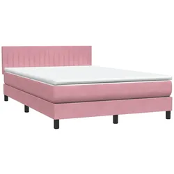 vidaXL Boxspringbett mit Matratze Rosa 160x210 cm Samt