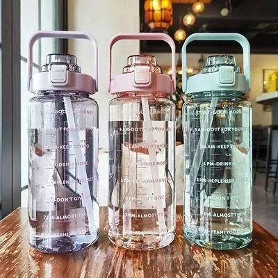Uplifted Finds 2L Portable Sports Water Bottle With Time Marker And Straw purple