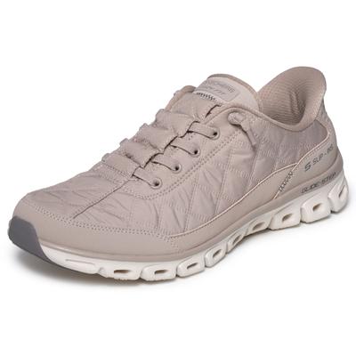 Slip-On Sneaker SKECHERS "GLIDE-STEP", Damen, Gr. 35, beige (taupe), Synthetik, Textil, Schuhe, Freizeitschuh, Slipper mit No Tie Fit zum Schlupfen, Topseller