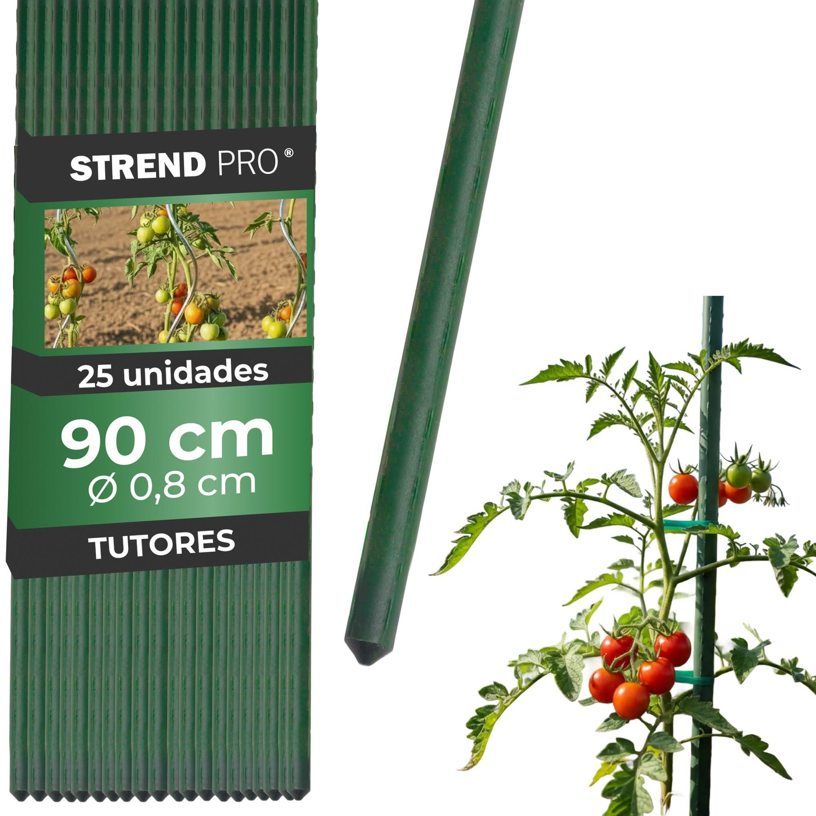 Strend Pro Garden SB Plantensteun voor planten en tomaten, Groen, Set van 25 stuks