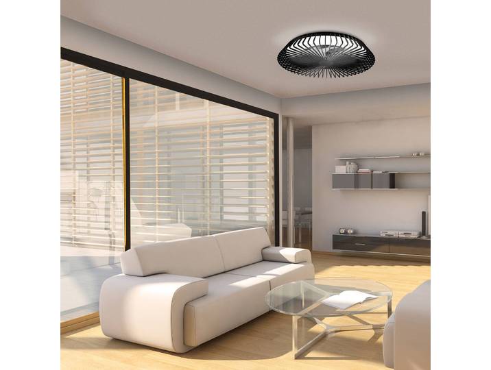 Mantra Iluminación Smart LED-Deckenventilator Himalaya, schwarz, DC, leise dimmbar, schwarz, für Wohn- / Esszimmer, Metall, Modern