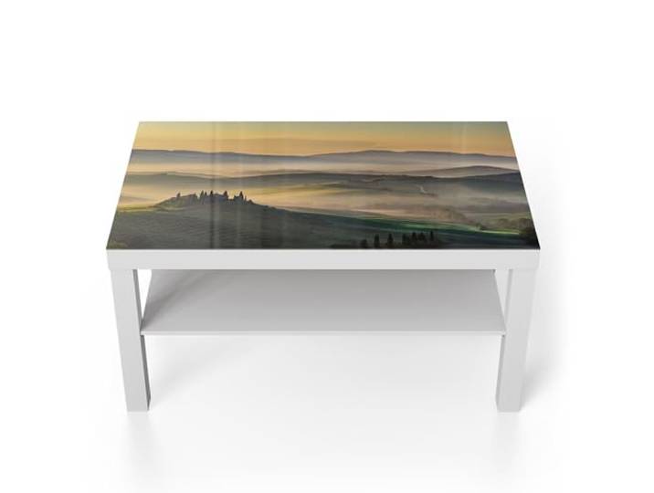DEQORI Glastisch weiß groß 90x50 cm Motiv Toskanischer Morgenzauber ausgefallener Beistelltisch aus Glas Hochglanz Couchtisch fürs Wohnzimmer moderner Couch Tisch mit Design