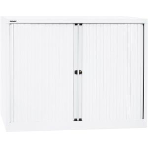 Bisley Rollladenschrank ET412102S, aus Metall, abschließbar, 120 x 102,9 x 43cm, weiß, 2 Böden
