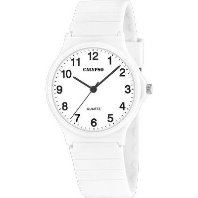 Quarzuhr CALYPSO WATCHES "Easy Time", weiß, Armbanduhren, Damen, Quarzuhr, Armbanduhr, Damenuhr, Silikonarmband, analog