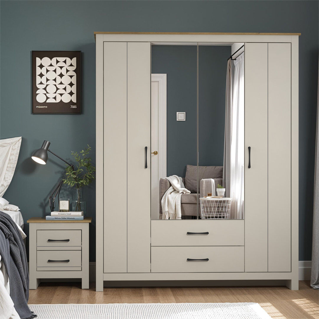 17 Stories Anlin Mirage Bedroom Set Light Grey/Reviera Eichi