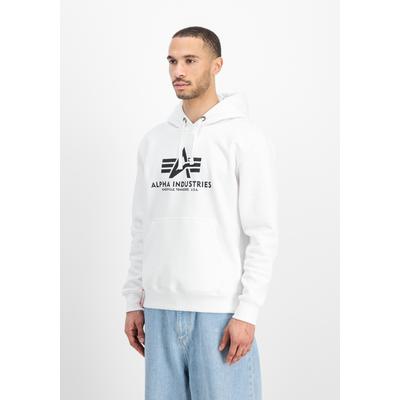 Hoodie ALPHA INDUSTRIES "Basic BL Hoodie", Herren, Gr. L, weiß, Obermaterial: 80% Baumwolle, 20% Polyester, regular fit, Sweatshirts Hoodie