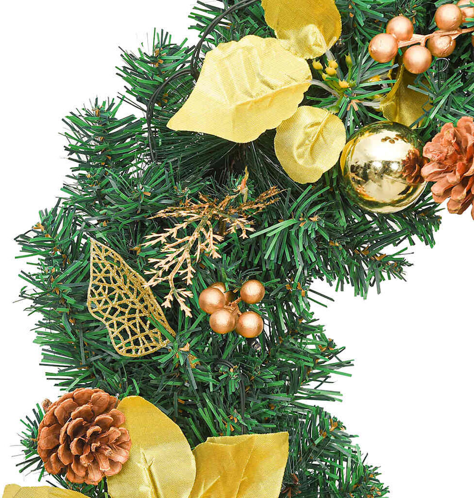 vidaXL Christmas Wreath with LED Lights Green 60 cm PVC (AU only) - Untranslated