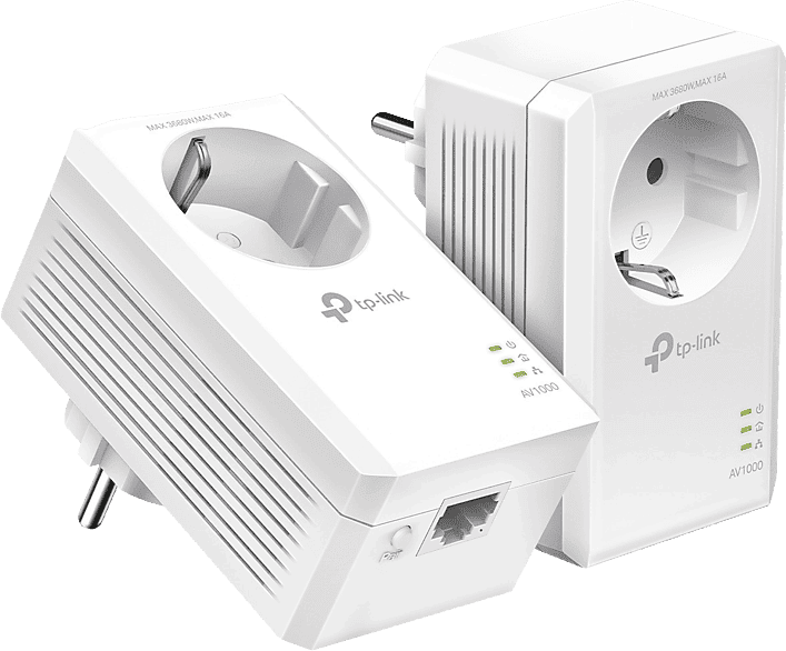 Adaptador PLC - TP-Link TL-PA7017P KIT, 2 Adaptadores Powerline, AV1000, 1000 mbps, Gigabit Ethernet, Blanco
