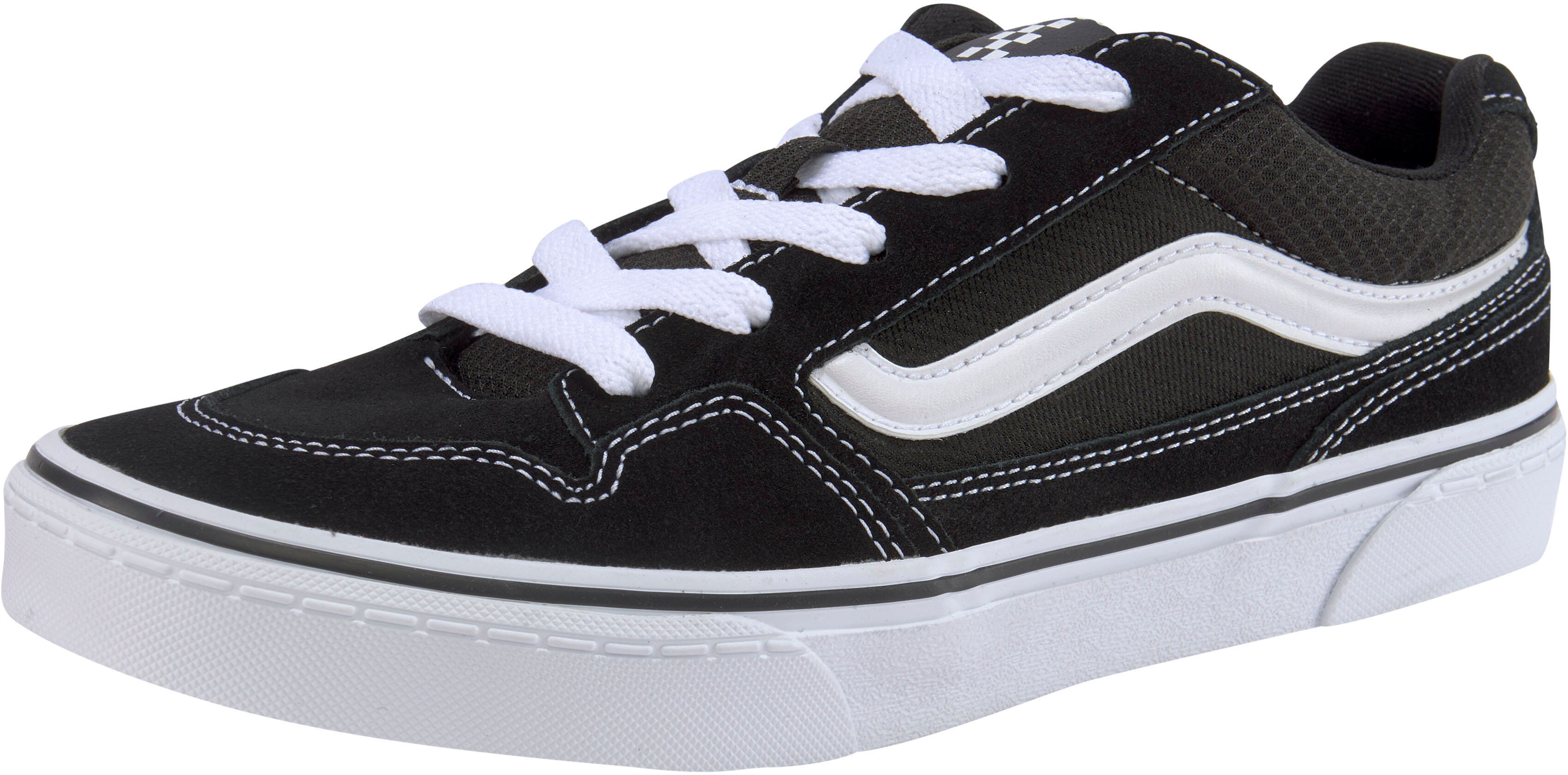 Sneaker VANS "CALDRONE", Jungen, Gr. 32, schwarz, Leder, Schuhe Sneaker, mit kontrastfarbenem Logobadge an der Ferse schwarz 32