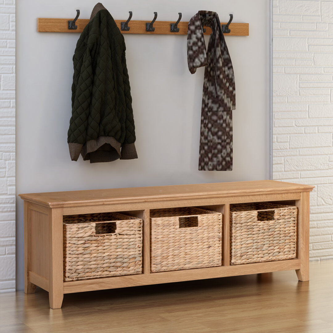 Fernleaf Elaina Upholstered Bench with Shoe Storage Brown 38cm H X 110cm W X 35cm D