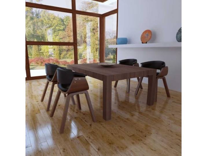 HEFZGDB 4 Esszimmerstühle aus Bugholz mit Kunstleder Polsterung – Ergonomische Stühle für optimalen Sitzkomfort und stabilem Rahmen