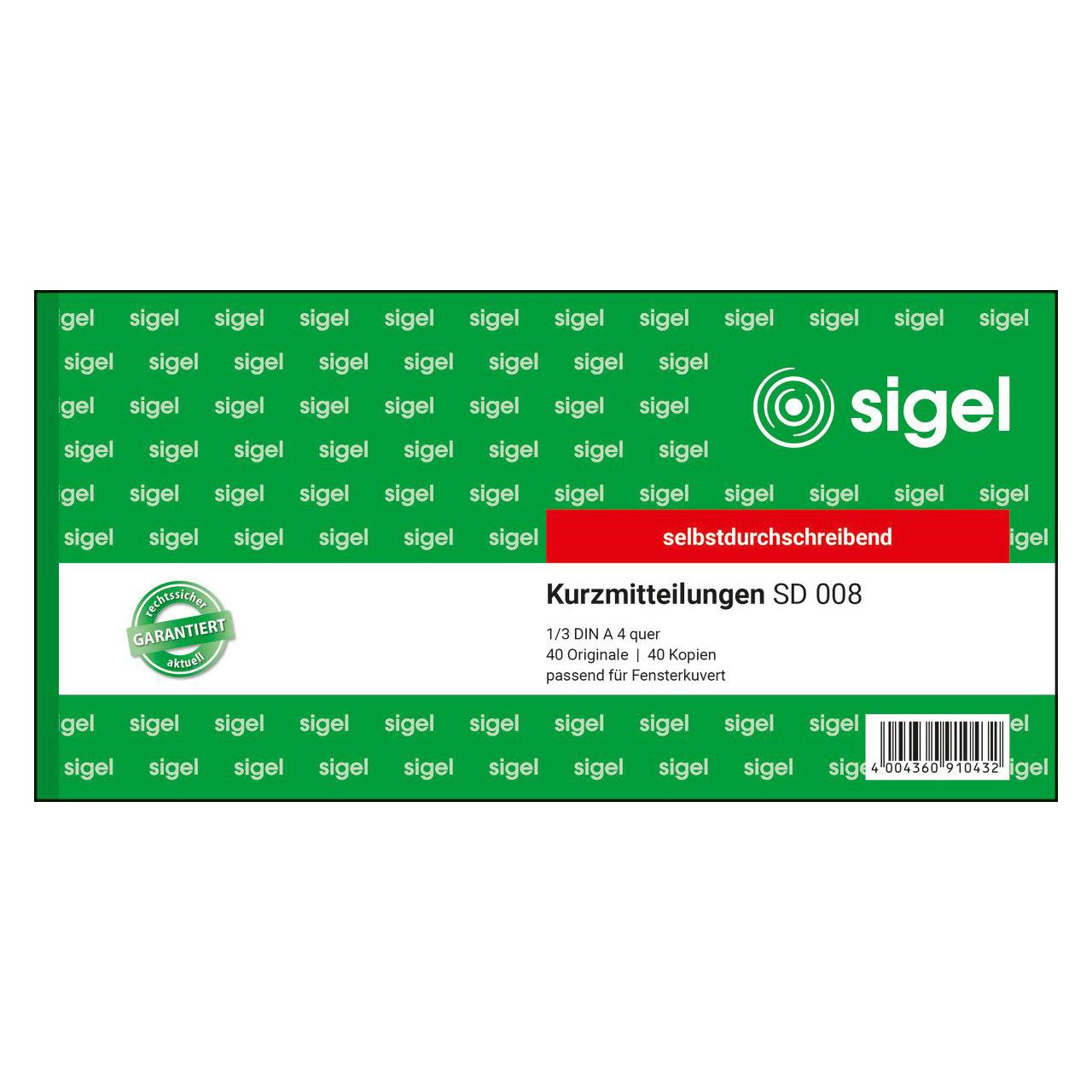SIGEL Kurzmitteilung Formularbuch SD008