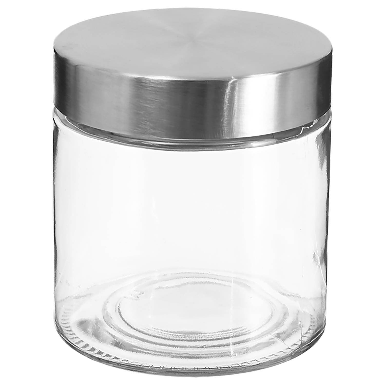 5five Simply Smart Glazen voorraadpot met roestvrijstalen deksel, 750 ml