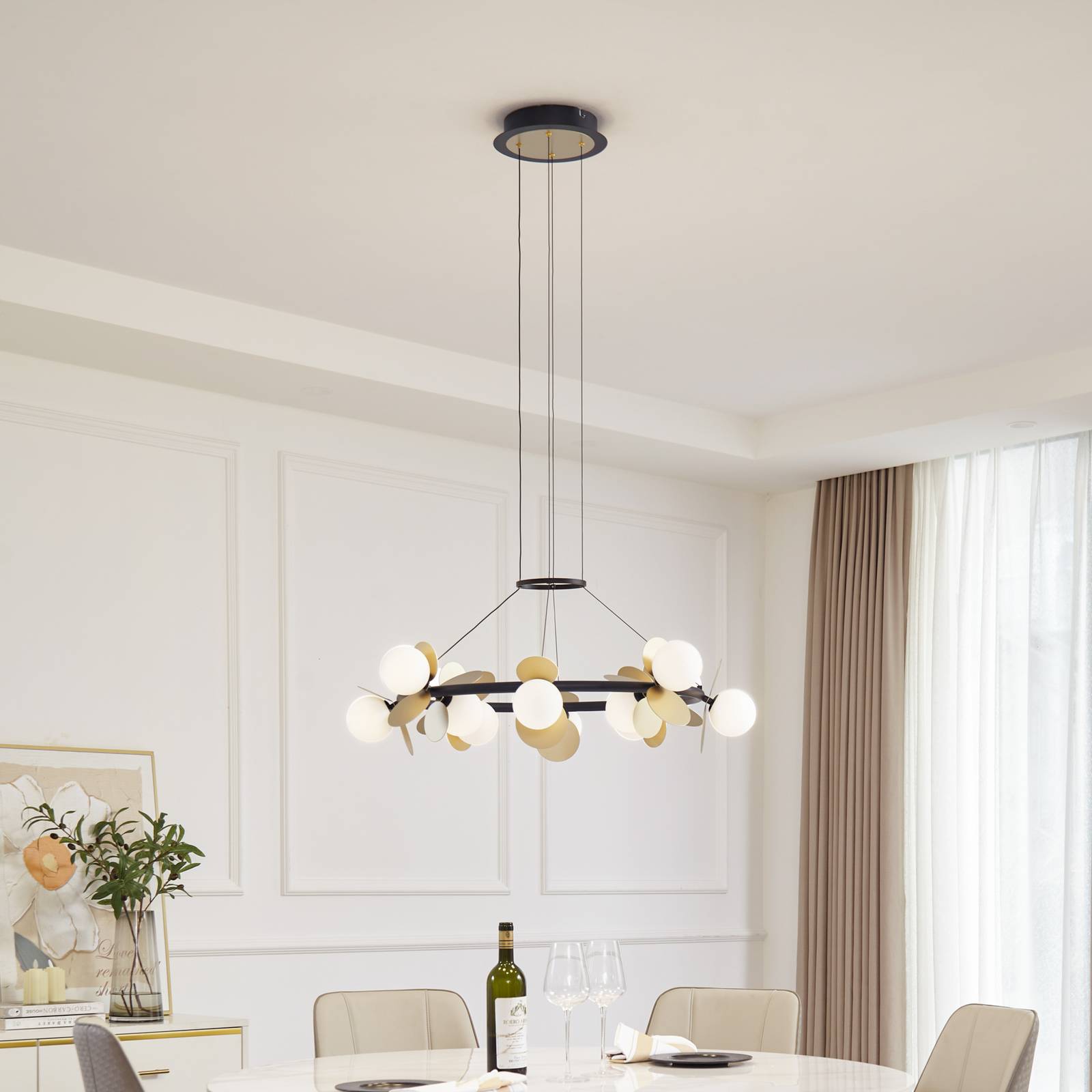 Pendant Light Pallo Lucande, dimmable, Black, Living / Dining Room, metal, Modern, Ceiling Light