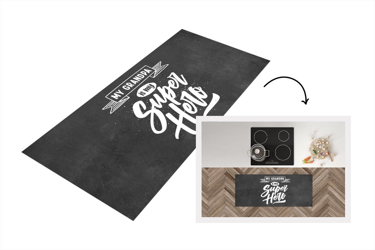 KitchenYeah Keukenloper Vinyl My Grandpa Is My Superhero B/D: 120 x 50 cm