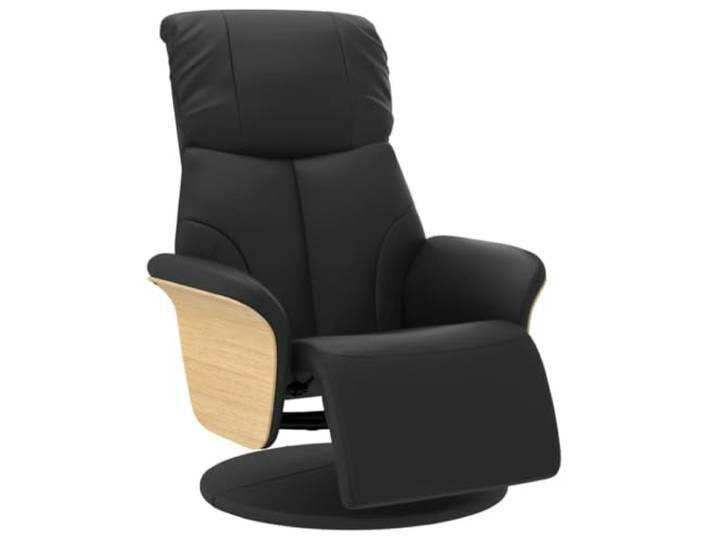 GHVBNMF Relaxsessel mit Liegefunktion Drehsessel Fernsehsessel Schwarz Bequemer 360 Grad Drehsessel mit Fußstütze und Kunstlederbezug für Wohnzimmer, Arbeitszimmer oder Leseecke.