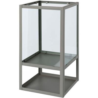 Windlicht CREATIV HOME "STAGES, Stumpenkerzenhalter aus Metall und Glas", grau (grau, transparent), B:15cm H:30cm T:15cm, Glas, Metall, Kerzenhalter, Windlicht, Kerzenhalter mit 2 Ebenen, im modernen Stil, individuell dekorierbar