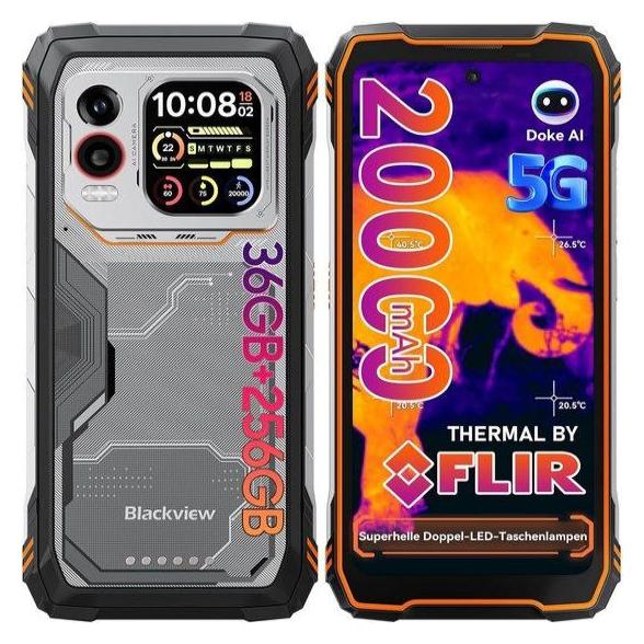 Blackview Smartphone XPLORE 1 Pro 12+256 GB Thermal image Orange (256 GB, Orange, 5G) (BLACKVIEW-XPLORE1PRO-256GB-ORANGE)