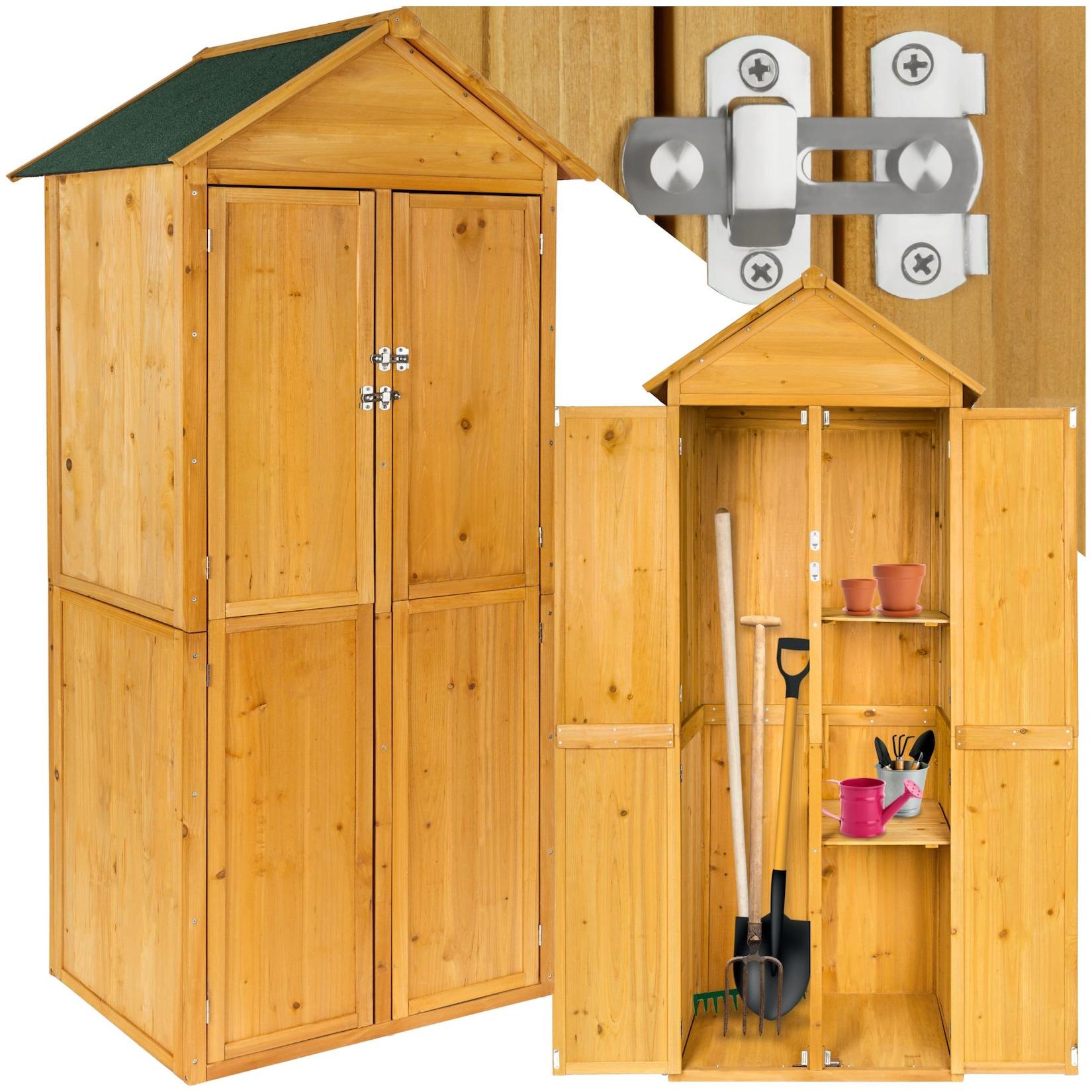 tectake® Gartenschrank mit Satteldach, aus imprägniertem Nadelholz, Dachpappe aus Bitumen, 80,5 x 60 x 213,5 cm