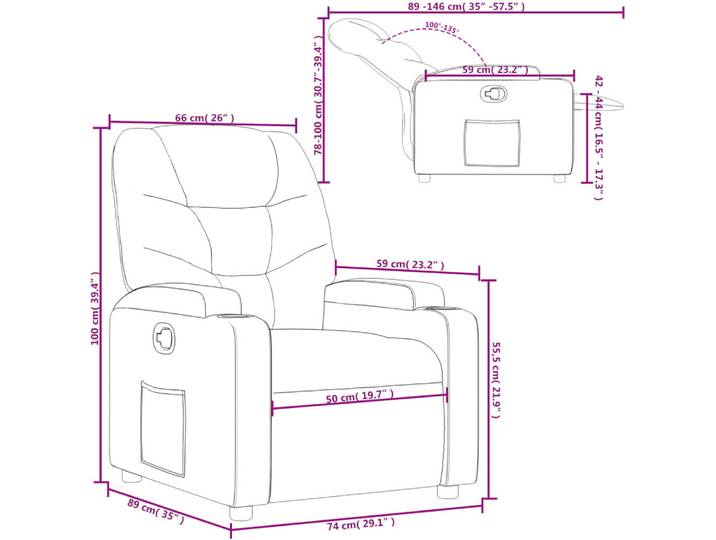 vidaXL Fauteuil relax cappuccino brun similicuir
