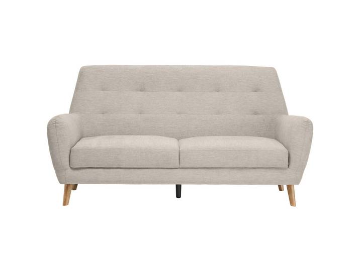 Carryhome 3-Sitzer-Sofa, Beige, Holz, Kunststoff, Eiche, massiv, 200x105x84 cm, Typenauswahl, Rücken echt, Wohnzimmer, Sofas & Couches, Sofas, 3-Sitzer Sofas