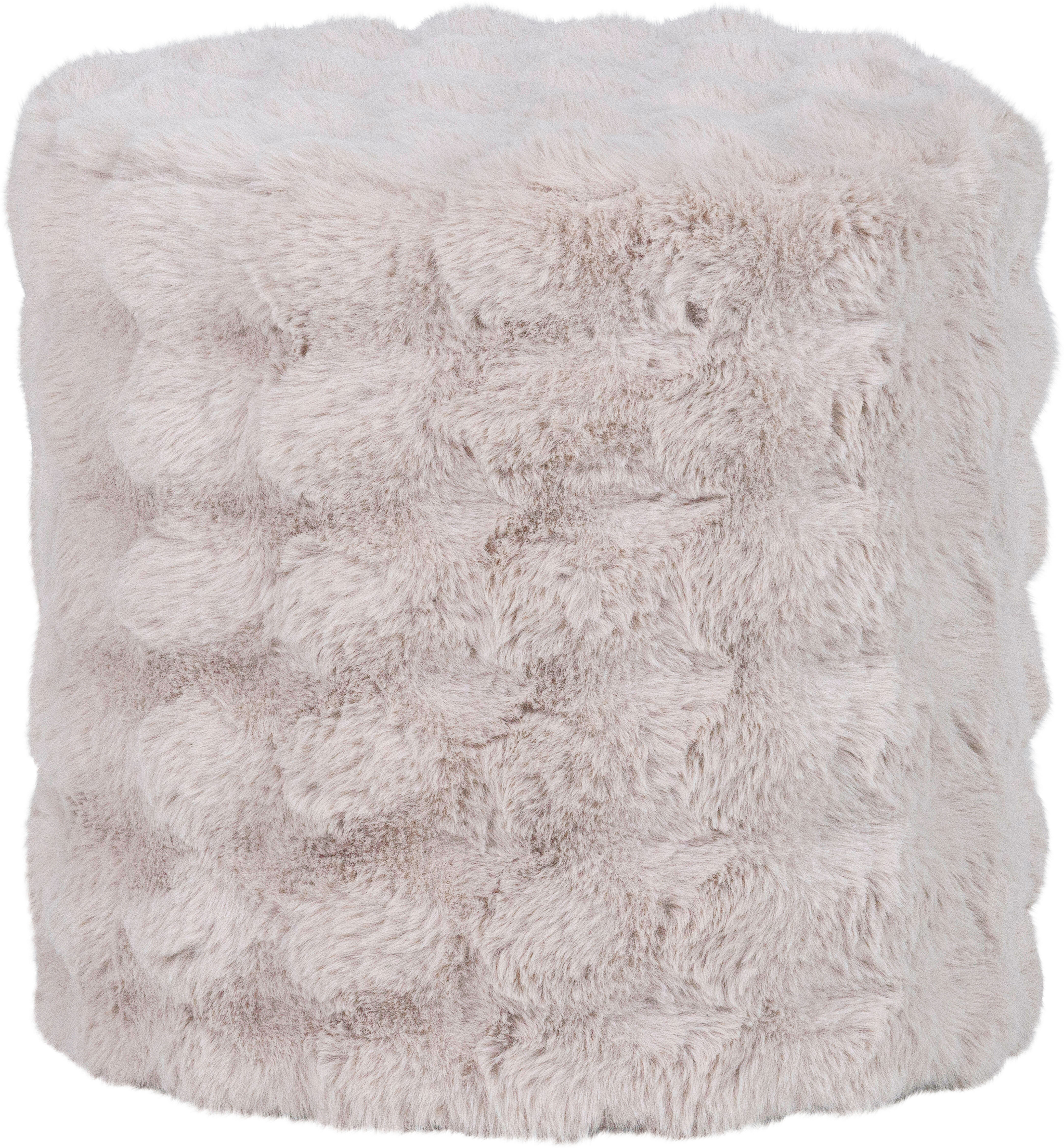 Hocker WOOOD "Olven mit Dream-Flauschbezug und runder Form B 46 x T 46 x H 46 cm", beige (natur), B:46cm H:46cm T:46cm, Hocker, Hocker, Gute Verschleissfestigkeit, flauschige Haarstruktur, montiert geliefert natur B/H/T: 46cm x 46cm x 46cm, Stoff