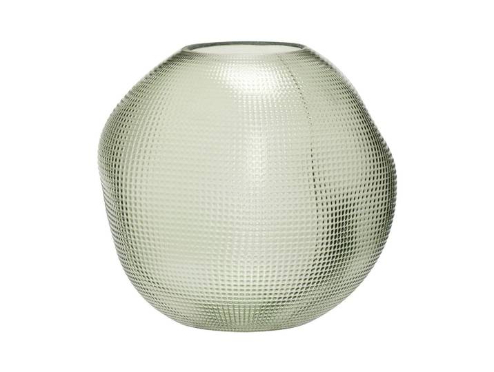 Vase en verre vert, fait main, forme organique, à poser - Hübsch,