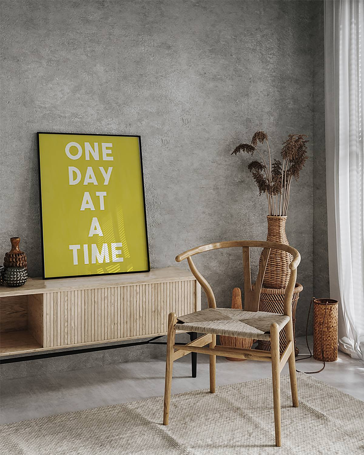 home24 One Day at a Time Lijst, gelakt massief beukenhout met acrylglas, multicolor, 52 x 62 cm