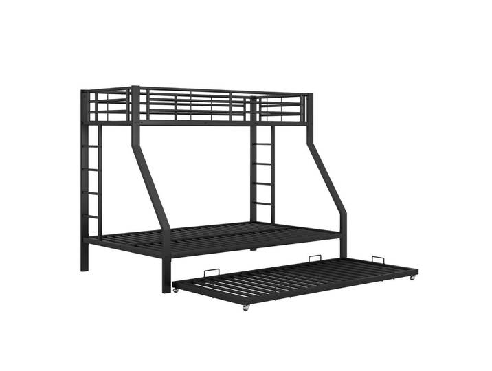 Oxeza Etagenbett 90/200 cm und 140/200 cm Schwarz mit Ausziehbett 90/190 cm, Metall, Mode, Rechteckig, 90x200 cm, Babymöbel & Kindermöbel, Kinderzimmer & Jugendzimmer, Stockbetten