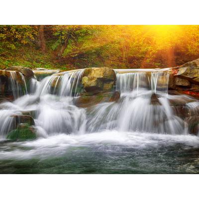 Fototapete PAPERMOON "Mountain Waterfall", bunt, B:2,5m L:1,86m, Vlies, Tapeten