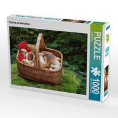 CALVENDO Puzzle Pilzkorb mit Steinpilzen | 1000 Teile Lege-Größe 64x48cm Foto-Puzzle für glückliche Stunden