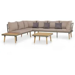 Helloshop26 - Gartenmöbelset 4-teilig mit Kissen massives Akazienholz braun 02_0016285
