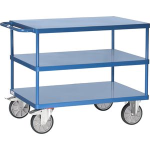 Fetra Tischwagen 2422B, aus Metall, mit 3 Etagen, Tragkraft 600kg, 1000 x 700mm
