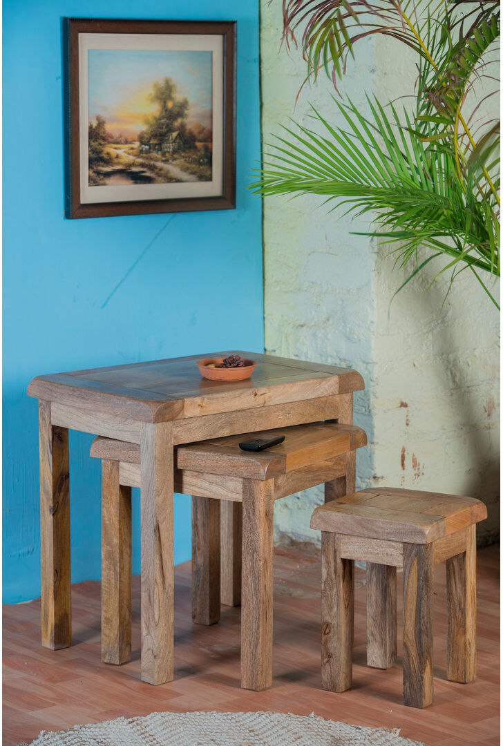 Union Rustic Shoreditch Solid Wood Nesting Tables Light Brown 55cm H X 55cm W X 40cm D