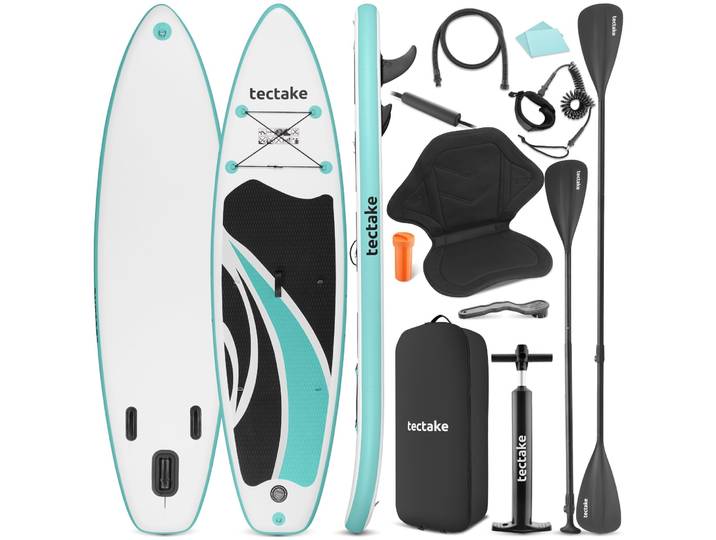 Planche de stand-up paddle 2 en 1, 320 cm, gonflable, kit complet - blanc/turquoise