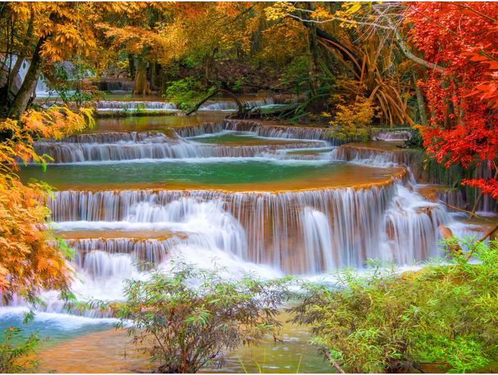 Fototapete PAPERMOON Waterfall in Rain Forest , bunt, B:5m L:2,8m, Vlies, Tapeten, Fototapete