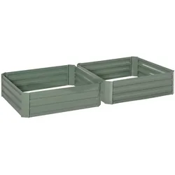 STILVORA Hochbeet Pflanzkasten Set aus Stahl 100x100x30 cm Grün mit offenem Boden wetterfest für Gemüse und Blumen Außenbereich