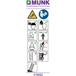 Munk Hinweis-Aufkleber für Stehleiter einseitig begehbar - 019142