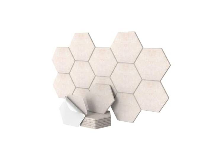Relaxdays Panneaux acoustiques\, 36 pièces\, Autocollants\, hexagonaux\, 30 x 26 cm\, réduction de Bruit\, déco Gaming\, Beige