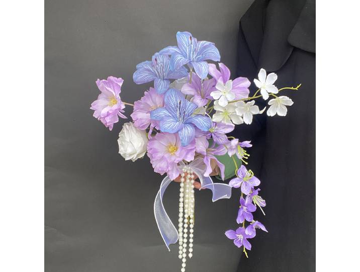 Dopamine color pearl string hand bouquet simulated flower wedding certificate registration wedding dress photo bouquet