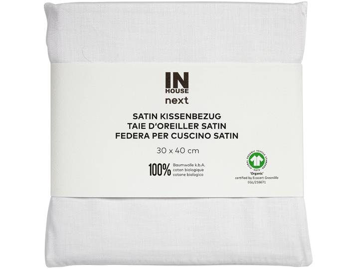 Inhouse Kissen Gots Satin 30x40 weiss