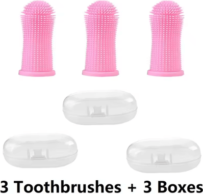 Inspire Curations GentlePaw Finger Toothbrush Set For Dogs & Cats 3pcs rose 3pcs