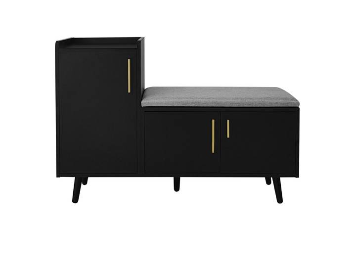 Banc à chaussures en panneau de particules noir