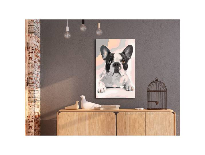 Peinture par numéro - Bouledogue I Lin Rose foncé 40 x 50cm