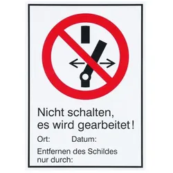 Dehn 700054 WuH-Schild Nicht schalten. Es wird ge- arbeitet Werkstoff: Magnetfolie Ersatz für Art.Nr. 700025 WHS NS EWGA M WHSNSEWGAM
