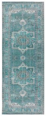 Machine Washable Kate Lester + Jaipur Living Tamara Medallion Teal/ Green Area Rug