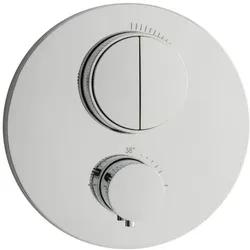 Herzbach Deep Push round Fertigmontageset 11.803050.1.01 Unterputz-Thermostat, für 2 Verbraucher, chrom