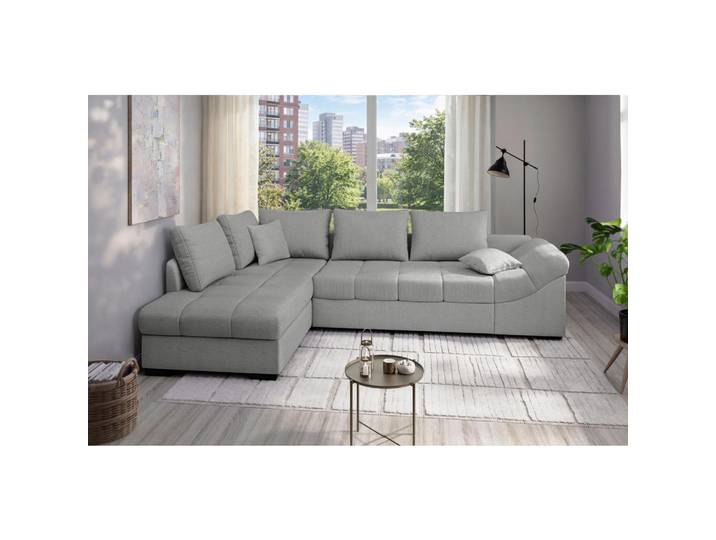 Eckschlafsofa, Silber, 298x202 cm, Textil, Liegefunktion & Rücken Echt, Modern, MID.YOU