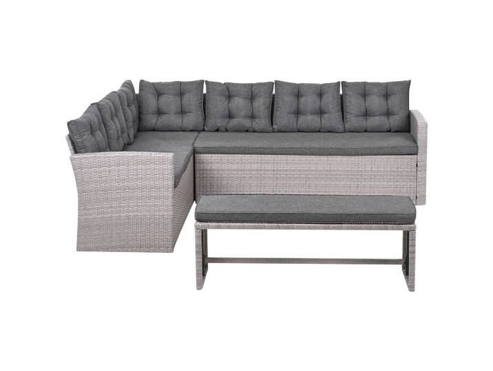 GARTEN-ECKSOFA 8-Sitzer Polyrattan Grau Viterbo